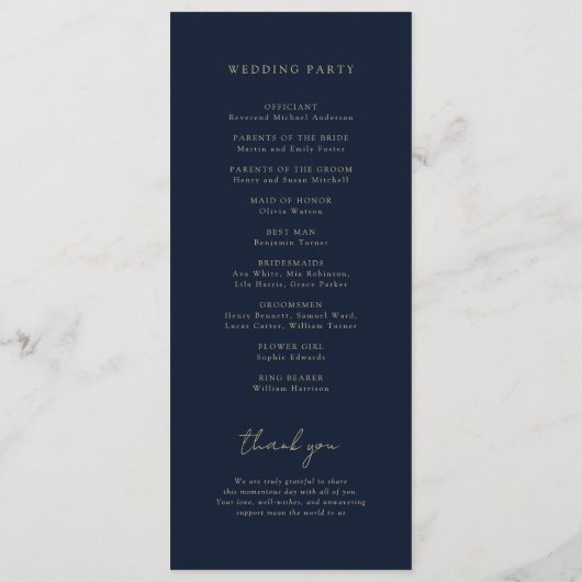 Programme Mariage céleste bleu (Dos)