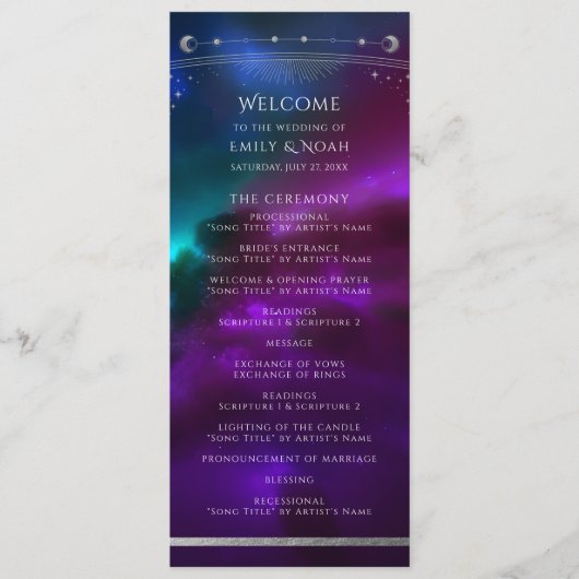 Programme Mariage céleste violet sarcelle argent (Devant)