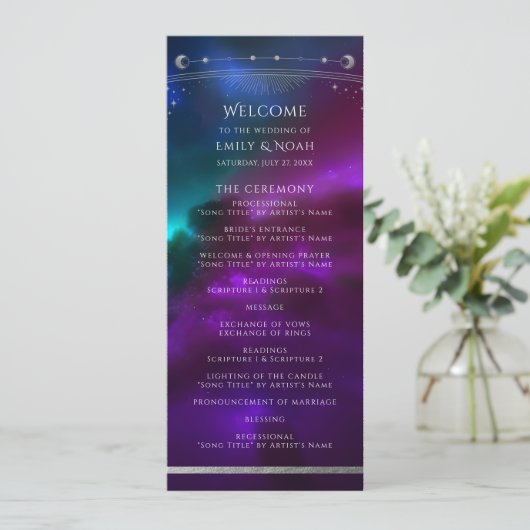 Programme Mariage céleste violet sarcelle argent (Debout devant)