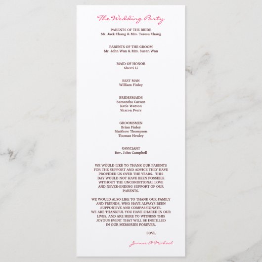 Programme mariage cerise fleur maté (Dos)