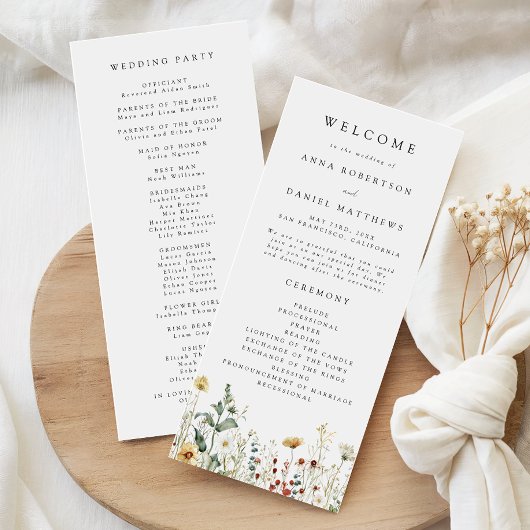 Programme Mariage Champêtre de Fleurs Sauvages d'Été