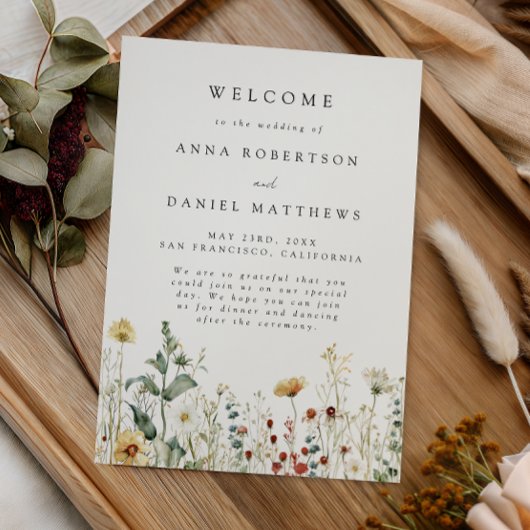 Programme Mariage Champêtre de Fleurs Sauvages d'Été