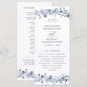 Programme Mariage Chic Classique Victorien Bleu Français de
