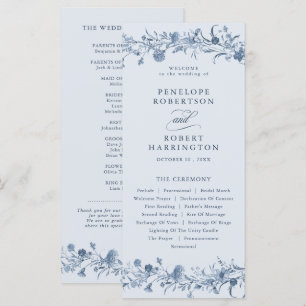 Programme Mariage Chic Classique Victorien Bleu Jardin Franç
