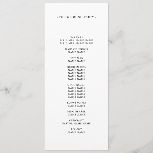Programme Mariage Chic Monogramme Initiales Modernes Blanc (Dos)
