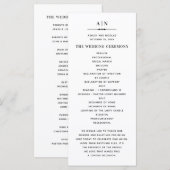 Programme Mariage classique à la typographie simple noir et (Devant / Derrière)
