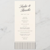 Programme Mariage classique à rayures fines en noir et écru (Devant)