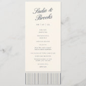 Programme Mariage classique à rayures fines Navy & Cream (Devant)