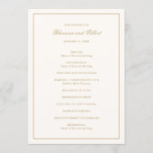 Programme Mariage Classique Bordure Ivoire et Or Intemporel (Devant)