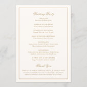 Programme Mariage Classique Bordure Ivoire et Or Intemporel (Dos)