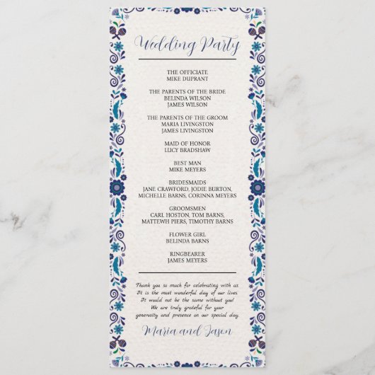 Programme Mariage classique élégant aux fleurs blanches de l (Dos)