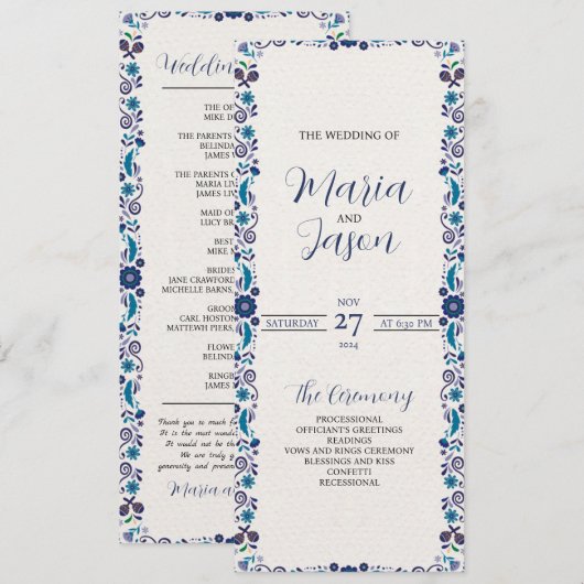 Programme Mariage classique élégant aux fleurs blanches de l (Devant / Derrière)