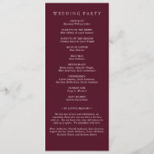 Programme Mariage Classique Élégant Bourgogne Profond (Dos)