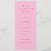 Programme Mariage Classique Élégant Rose et Rouge (Devant)