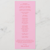 Programme Mariage Classique Élégant Rose et Rouge (Dos)