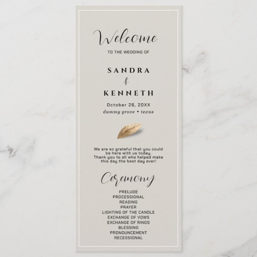 Programme Mariage classique et élégant (Devant)