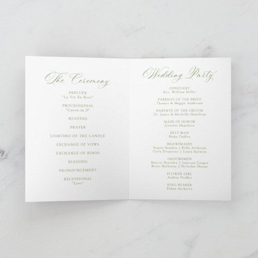 Programme Mariage Classique Hydrangea Vert Olive (Intérieur)