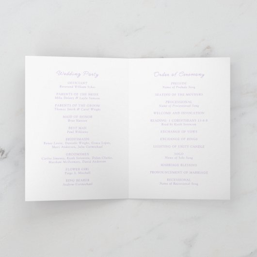 Programme Mariage classique Lilac intemporel (Intérieur)