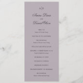 Programme Mariage Classique Lilas Clair et Poussiéreux (Devant)