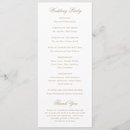 Programme Mariage Classique Or Propre (Dos)
