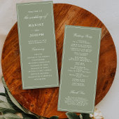 Programme Mariage Classique Vert Poussiéreux Script