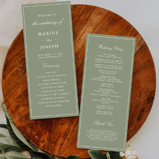 Programme Mariage Classique Vert Poussiéreux Script