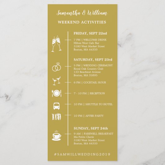 Programme Mariage Confetti Or Elegant Moderne Note de bienve (Dos)