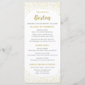 Programme Mariage Confetti Or Elegant Moderne Note de bienve (Devant)