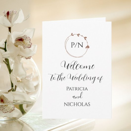 Programme Mariage Couronne de coeur et initiales Mocha