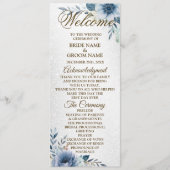Programme Mariage d'accueil Dusty Blue Watercolor Flowers (Devant)