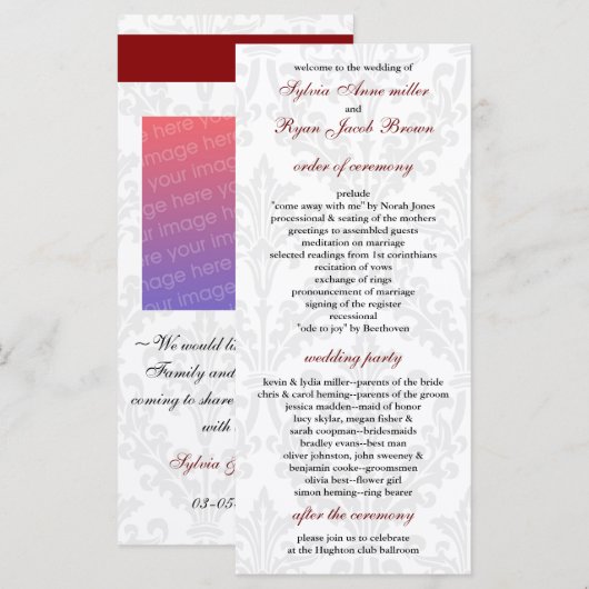 Programme mariage damassé (Devant / Derrière)