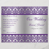 Programme Mariage damassé Argent et Violet (Devant)