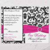 Programme Mariage damassé Black, White et Fuchsia (Devant)