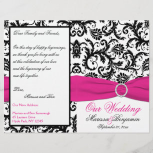 Programme Mariage damassé Black, White et Fuchsia