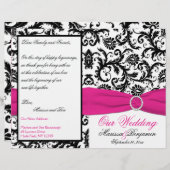 Programme Mariage damassé Black, White et Fuchsia (Devant / Derrière)