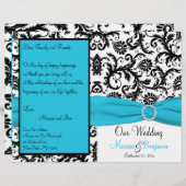 Programme Mariage damassé bleu, blanc et noir (Devant / Derrière)