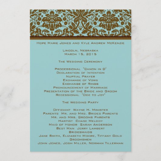 Programme Mariage damassé Brown (Devant)