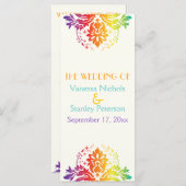 Programme mariage damassé couleurs Rainbow (Devant / Derrière)