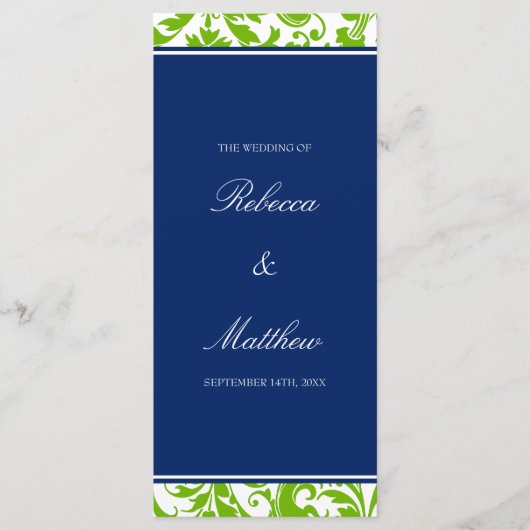 Programme Mariage damassé de la Marine Blue and Gr (Devant)