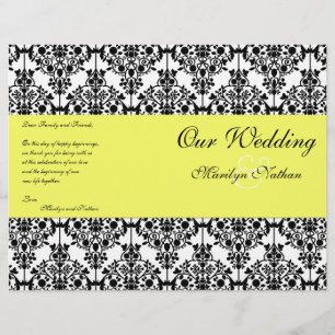 Programme Mariage damassé jaune, noir et blanc