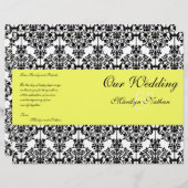 Programme Mariage damassé jaune, noir et blanc (Devant / Derrière)