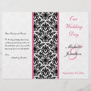 Programme Mariage damassé noir, blanc et rose