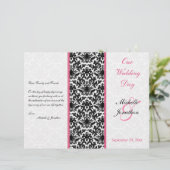 Programme Mariage damassé noir, blanc et rose (Debout devant)