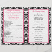 Programme Mariage damassé noir, blanc et rose (Dos)