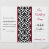 Programme Mariage damassé noir, blanc et rouge (Devant)