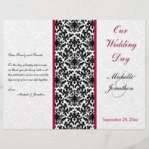 Programme Mariage damassé noir, blanc et rouge
