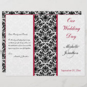 Programme Mariage damassé noir, blanc et rouge (Devant / Derrière)