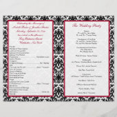 Programme Mariage damassé noir, blanc et rouge (Dos)