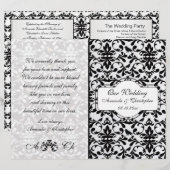 Programme mariage damassé noir blanc Flyer (Devant / Derrière)