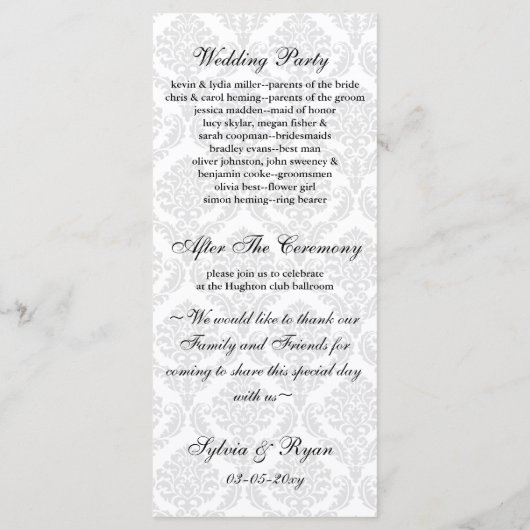 programme mariage damassé noir et blanc (Dos)